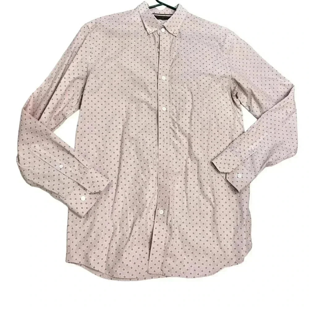 Banana republic Non-iron standard fit light pink flower button down shirt sz med